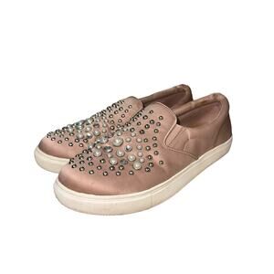 Steve Madden Glandi Pink Satin Studded Slip-On Platform Sneakers 7.5